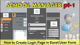 School Manager Pt 1 | Data Entry in Excel | How To Create Login Page IN Excel User Form