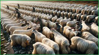 Millions Goat Harvesting For Fur - Cashmere Goat Wool Processing in Factory - Goat Hair Harvest