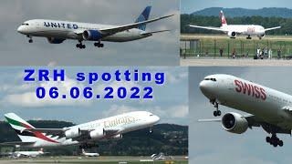 BEST OF ZRH Zürich Plane Spotting - 06.06.2022 - great Sounds, cloudy and sunny conditions