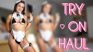 [ 4K TRY ON HAUL ]  Maid's Bikini Cosplay| Sexy lingerie Try on With Effi