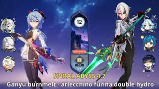 C1 Ganyu burnmelt  C0 arlecchino furina double hydro Genshin Impact Abyss 4.7 - floor 12 9 Stars