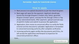 Karnataka - Online Apply Insecticide License