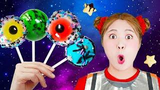 MUKBANG GALAXY FOODS 하이유의 갤럭시 먹방! 지구젤리 눈알젤리 편의점 젤리 Earth jelly eyeball jelly Lollipops | HIU 하이유