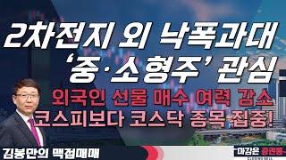 2차전지 외 낙폭과대 ‘중·소형주’ 관심! 외국인 선물 매수 여력 감소! 코스피보다 코스닥 종목 집중! #김봉만 #맥점매매 #2차전지 #대형주 #삼성전자  #중소형주 #CPI