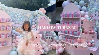Harlows 6th BIRTHDAY PARTY! Celebrating her birthday + opening her PRESENTS!!