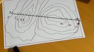 Построение профиля местности, от точки а до точки б по топографической карте