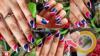 Beautiful striping tape  Nailart design // Nailart for short nails ️ @BeautyBlissWorld_0786