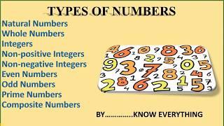 Types of numbers: Natural and Whole Numbers, Integers, Odd and Even, Prime and Composite Numbers