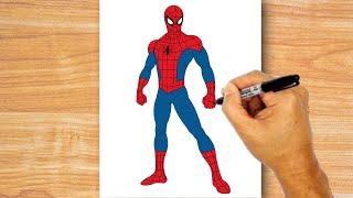 how to draw spiderman step by step || spiderman drawing for beginners || Marvel Cartoons drawing
