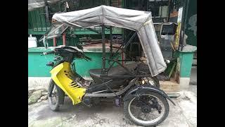 Two wheels rear motorcycle conversion with foldable roof a home made..