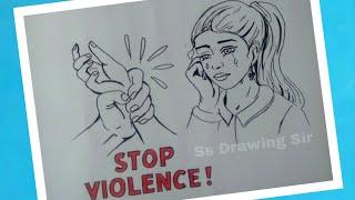 Violence Against Women Drawing / Stop violence Drawing / Nari Nijyatana Drawing
