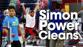 Simon Martirosyan Power Cleans 180kg 190kg + Photobombs by Random Dudes