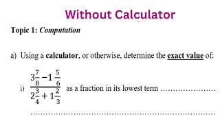 Question 1(a) Simplify Complex Fraction - No Calculator | End of Term 3rd & 4th Form Exam Revision