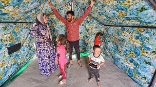 The construction master and the female angel: joy in setting up a beautiful tent