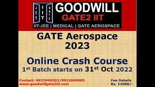 GATE AEROSPACE(AE)2023 Online Crash Course I Study Material I Online Test Series I Video Lectures