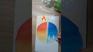 Hot VS  Cold️ || Scenery Painting #creativeart #satisfying