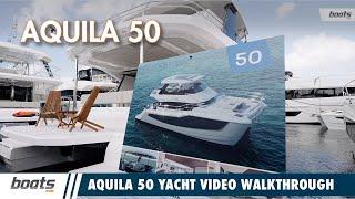 Aquila 50 - Most space available on yacht under 50ft?? A 25ft beam and full beam forward stateroom!