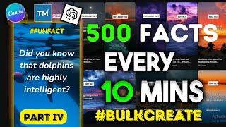 Create 500 Facts Reels In 10 mins Without Face & Voice With Chat GPT & Canva. #bulkcreate