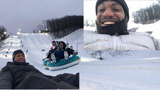 First Time Sliding on Ice/ Snow Tubing #viral #canada #travel