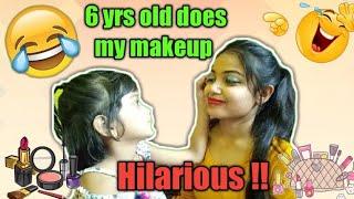 MY LITTLE COUSIN SISTER DOES MY MAKEUP || A funny and entertaining video ||