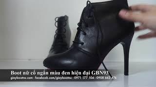 [ TP Fashion Shop] Boot nữ cổ ngắn màu đen hiện đại GBN93