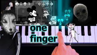 Friday Night Funkin Happy SONG Mickey Mouse / Trevor Henderson's creatures ONE FINGER piano tutorial