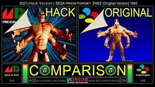 [Hack] Mortal Kombat (Sega Genesis vs SNES) Side by Side Comparison - Dual Longplay | VCDECIDE