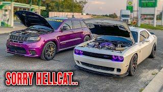 Racing the Fastest Hellcat in my 1000hp Trackhawk!