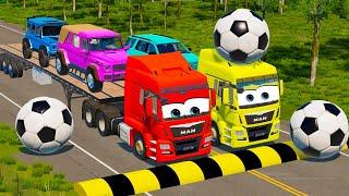 Big & Small Choo-Choo McQueen Boy, King Dinoco vs Pixar Car,Tow Mater vs DOWN OF DEATH -BeamNG.Drive