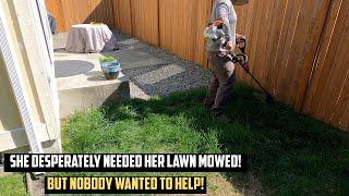 NOBODY Wanted To MOW Her Lawn! So we mowed it! #satisfying