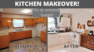 Kitchen Makeover on an Extreme Budget!   -  DIY Home Renovation Time-lapse Before & After