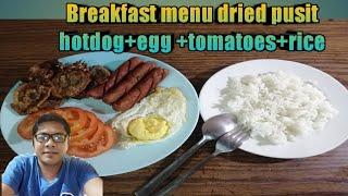 #shorts/ Breakfast dried pusit +hotdog+egg+tomatoes#henryabagvlog