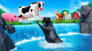 Epic Rescue: Black Cow & White Cow Save Pig from River | Animal Rescue Videos 2024