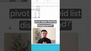 Pivot Table Field List Disappeared? Do This #excel #excelpivottable