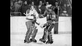 Ken Dryden (Montreal Canadiens) vs. Dave Dryden (Buffalo Sabres), October 28, 1972.