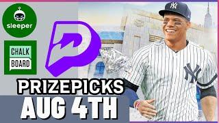 MLB PRIZEPICKS | CHALKBOARD | SLEEPER | PROP PICKS | SUNDAY | 8/4/2024 | MLB BETTING | BET PROPS