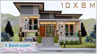 SPLIT LEVEL HOUSE | 10 x 8 meters (32.8 x 26.2 ft) | 3 Bedroom House Design Idea