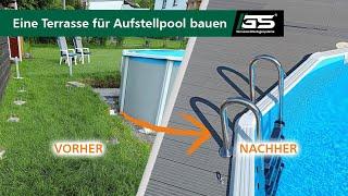 Eine Terrasse für einen Aufstellpool aus Aluminium Unterkonstruktion und WPC-Dielen bauen