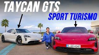 Porsche Taycan GTS with Taycan Sport Turismo (wagon estate)  racetrack REVIEW