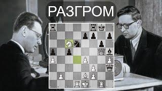 В.Смыслов - М.Ботвинник  Разгром в Грюнфельде  11-я партия матча-реванша. Шахматы