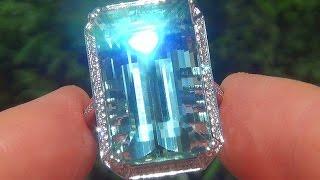 Certified Jewelry FLAWLESS Natural Aquamarine Diamond 14k White Gold Estate Ring - C524