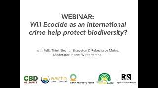 WEBINAR: Will Ecocide as an international crime help protect biodiversity?