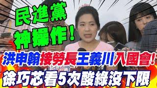 洪申翰"接新任勞動部長".王義川"入國會"!徐巧芯看5次驚呼"驚嚇大於驚喜" 狠酸民進黨"神操作"