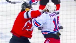 Paul Cotter Vincent Trocheck  Fight | New Jersey Devils vs New York Rangers 2024 NHL Highlights