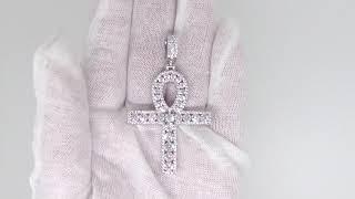 Bling Bling Ankh Cross with Channel Set CZ Diamonds | Amazing Bling Bling Rhodium