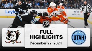 NHL Highlights | Ducks vs. Utah Hockey Club | December 22, 2024