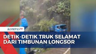 Detik-Detik Truk Selamat dari Timbunan Longsor di Sitinjau Lauik Padang