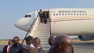 President Tinubu arrives in Accra