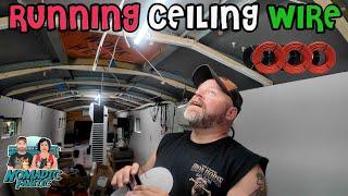Running DC Wire in Ceiling & Finishing Interior Walls (Glue & Staples)