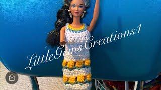 Crochet Tulip Barbie Dress - Doll Clothing